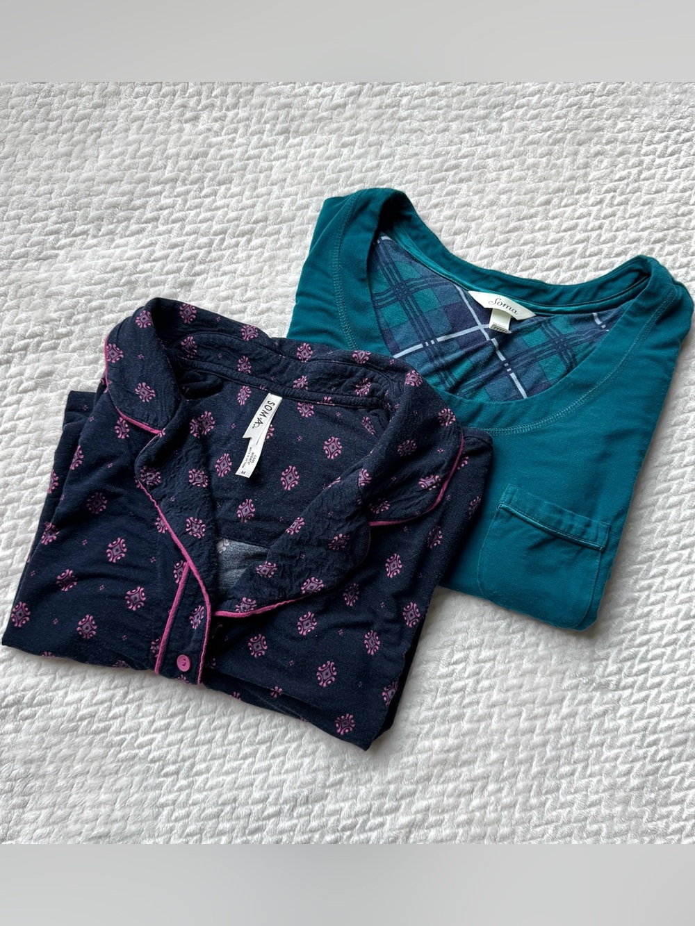 Soma Cool Nights 2 pc Set Short Pajama Tops M Short Long Sleeve Cooling Lounge
